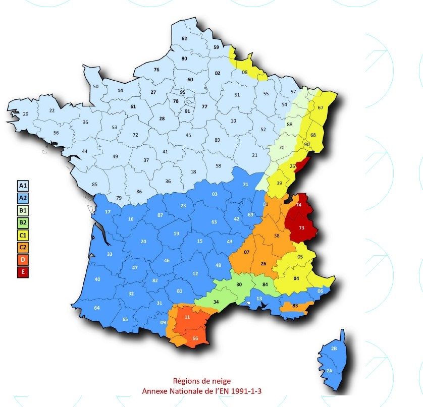 carte des zone de neige en France