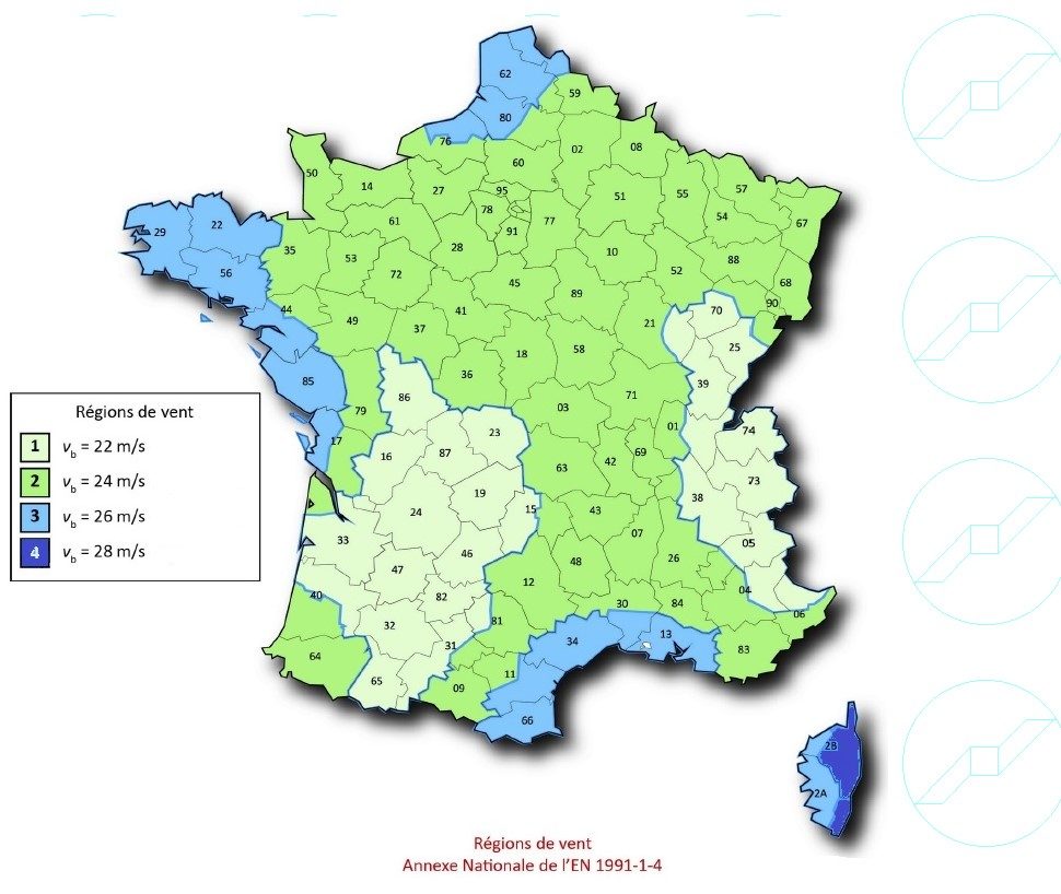 carte des zones de vent en France