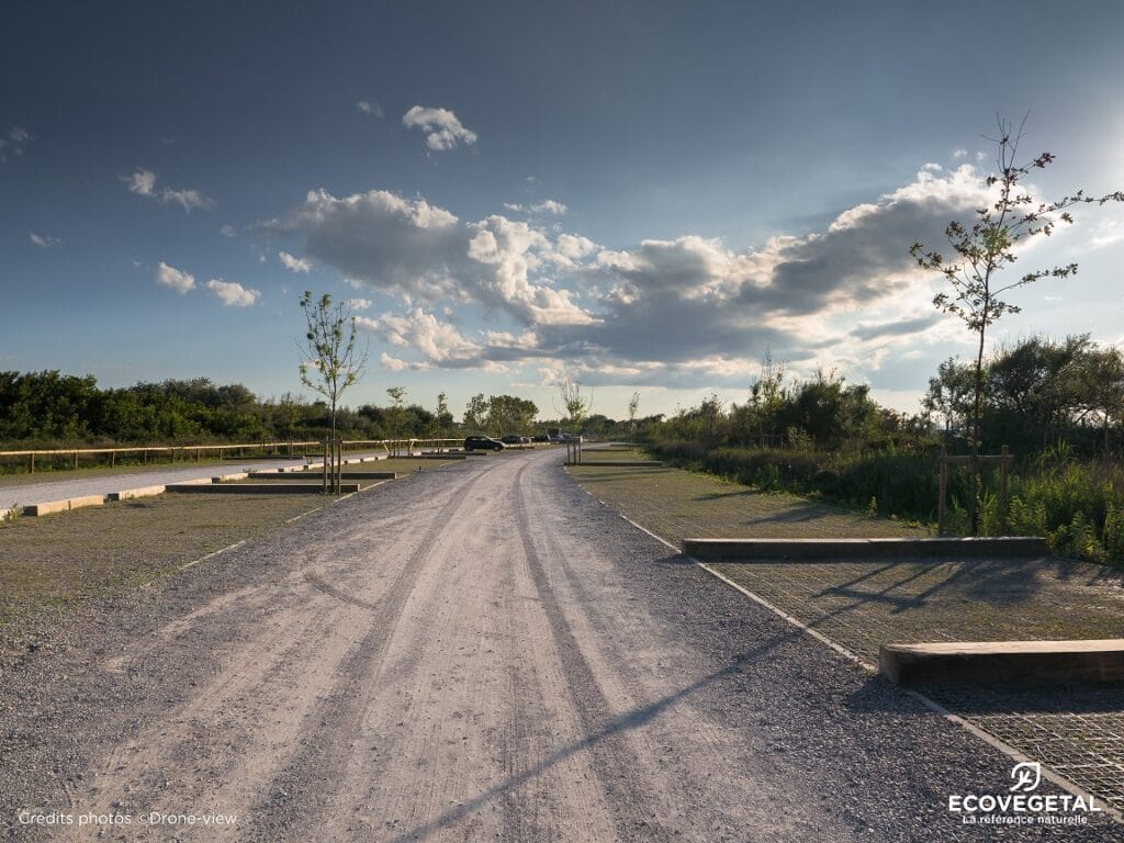 Parking du cordon dunaire de Carnon en gravillons - photo en 2016