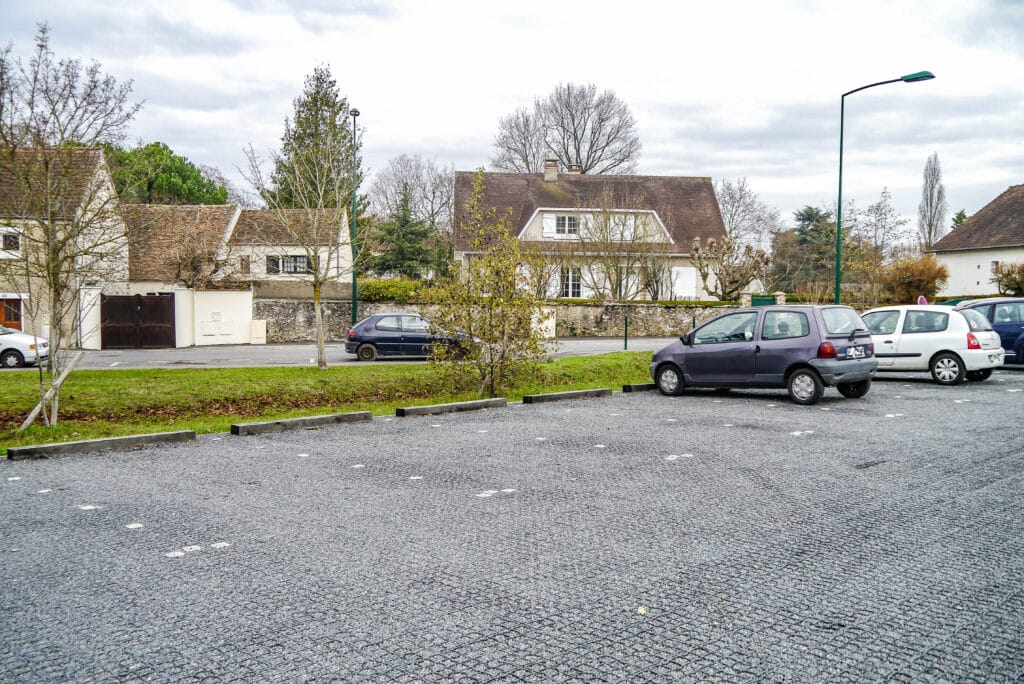 parking minéral perméable Coulée verte La Norville 