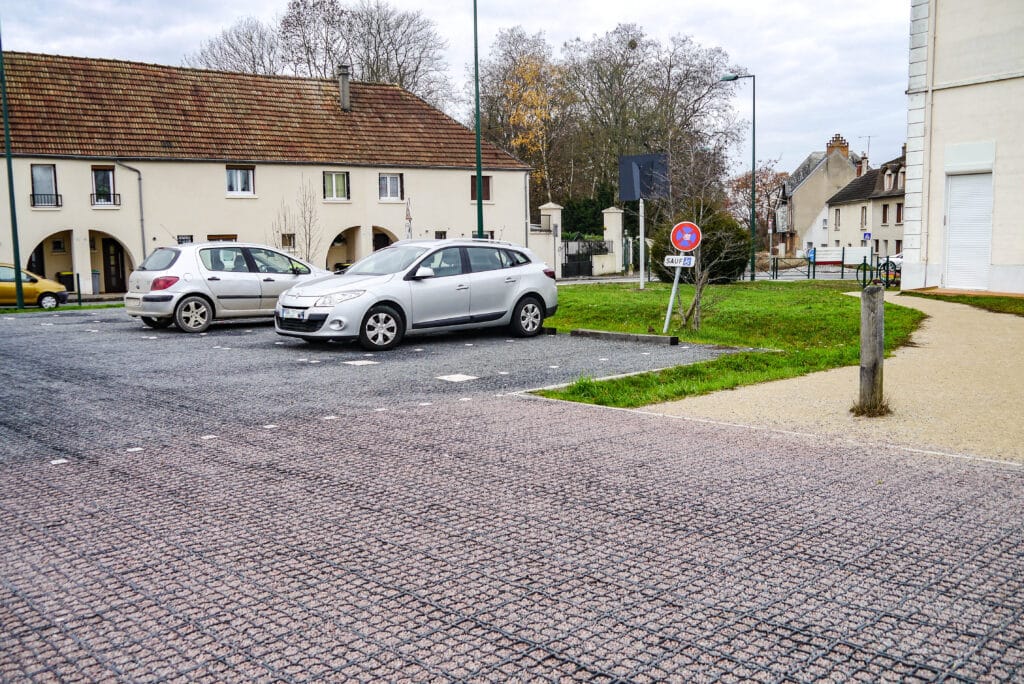 parking minéral perméable Coulée verte La Norville 