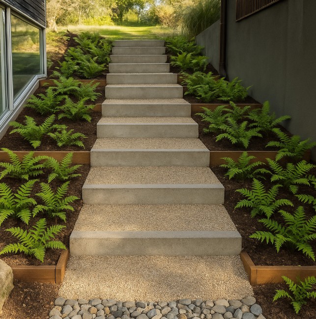 projet escalier pour aménagement dans un terrain en pente