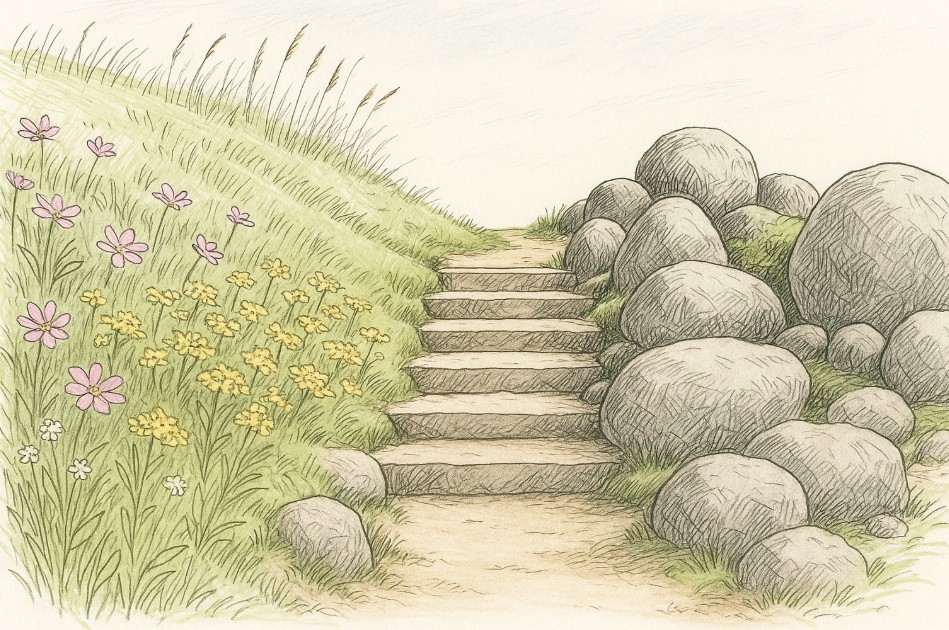 terrain en pente : projet de stabilisation et escalier dans le jardin