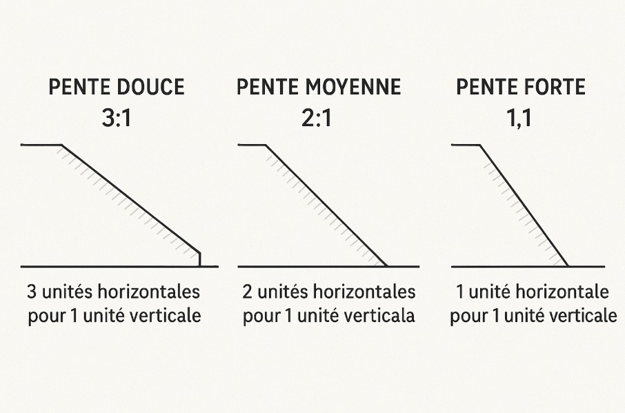 pente d'un talus-comment mesurer la pente-schéma